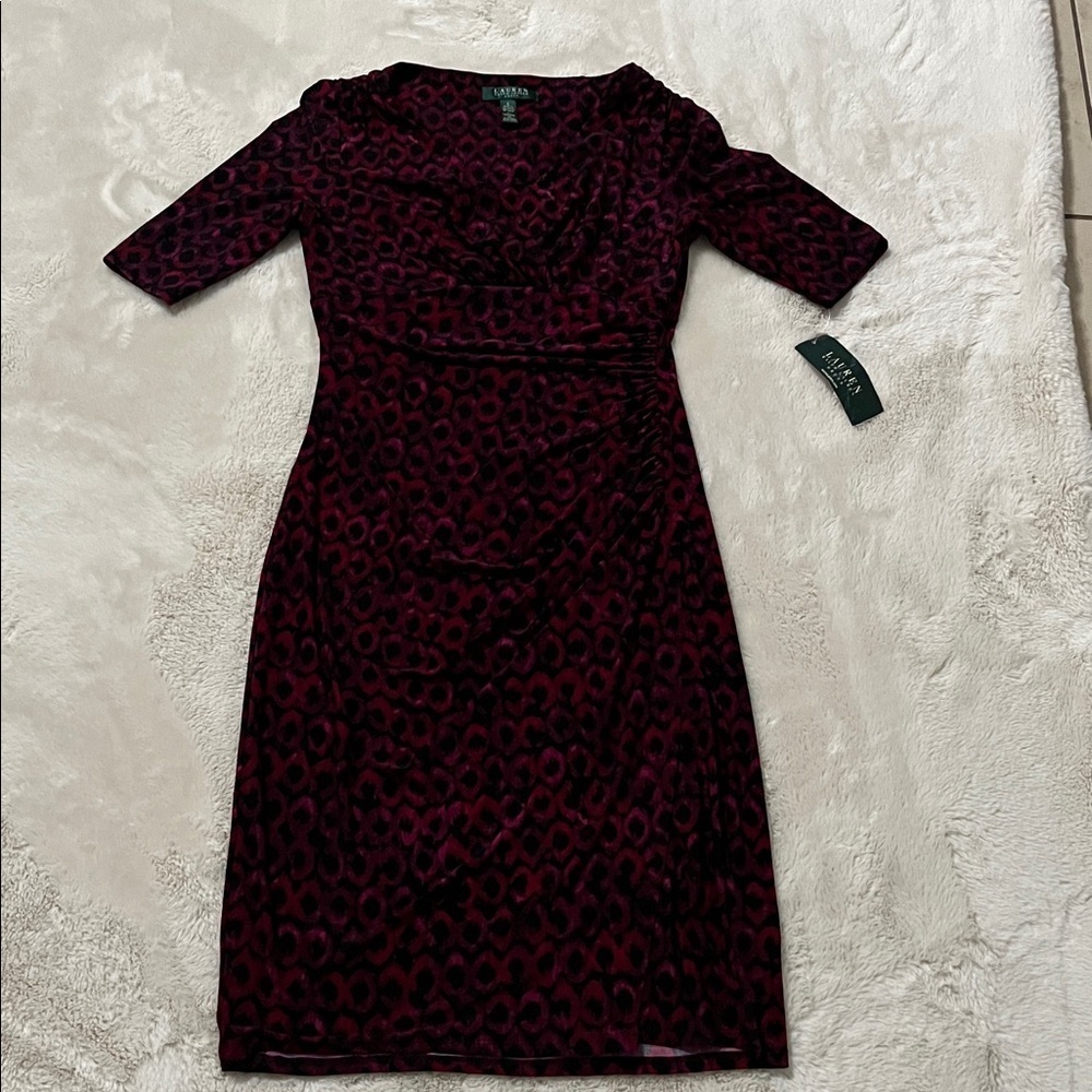 Ralph Lauren Black and Red Midi Dress - Picture 2 of 11